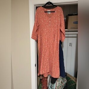 Flax Peach Floral Linen Top